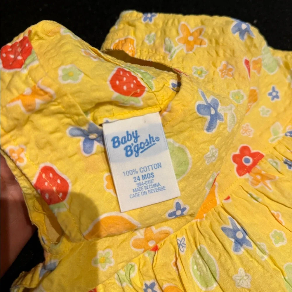 Vintage 90s Oshkosh Baby B’gosh Cotton Dress 24‎ MOS – Yellow Fruit Floral Print